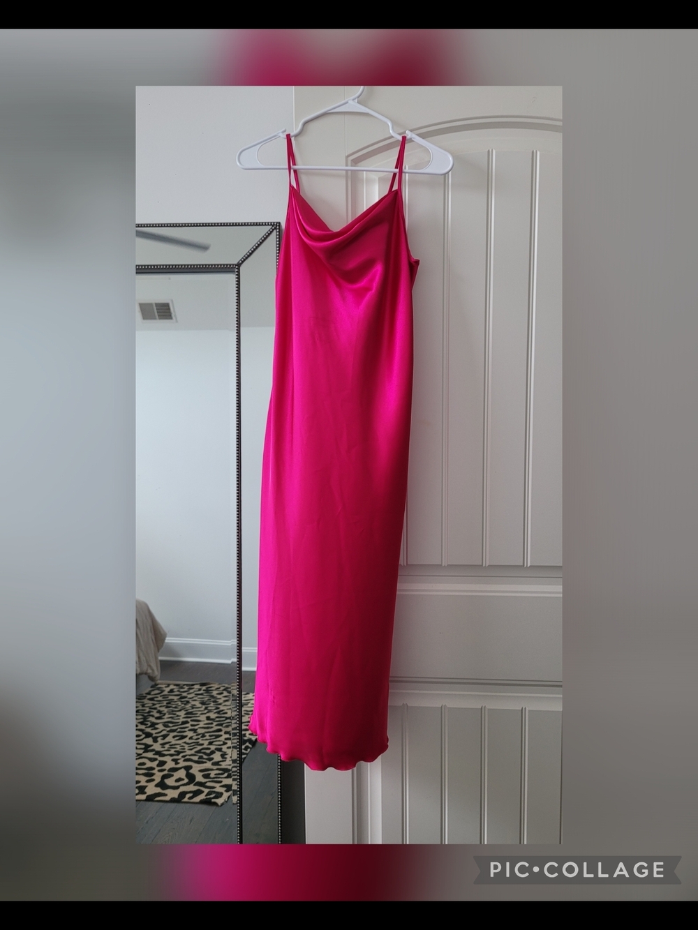 bebe Vibrant Fuchsia Satin Slip Dress